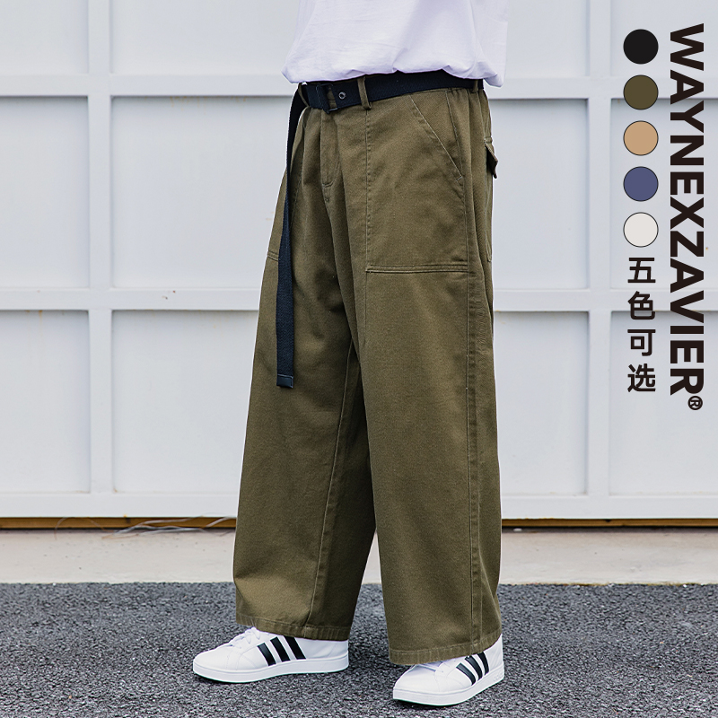 韦恩泽维尔时髦棉质送腰带长裤