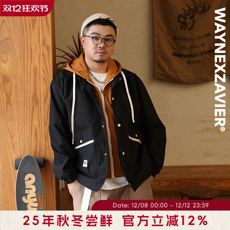 韦恩泽维尔连帽秋冬宽松夹克外套