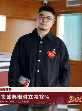 韦恩泽维尔加肥加大冬季大码磨毛加厚加软卡通毛巾绣长袖衬衫8992