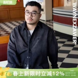 衬衫 秋冬翻领渐变洗水绣花长袖 9131 男装 韦恩泽维尔加大宽松大码