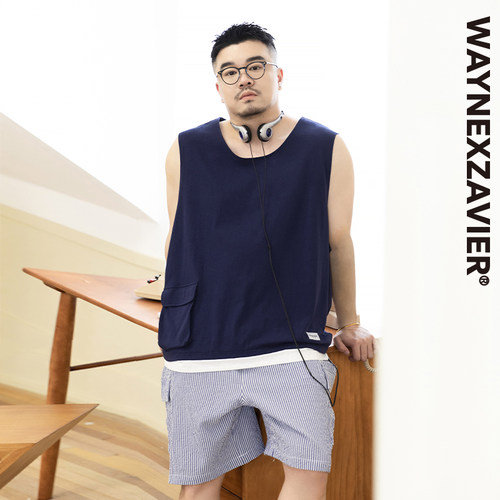 韦恩泽维尔宽松夏季撞色拼接背心