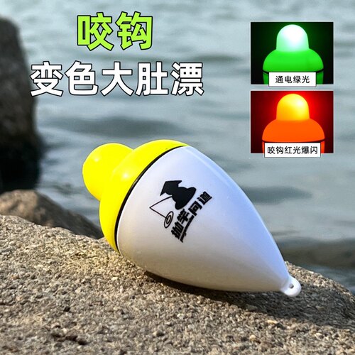 抛竿问道鲢鳙大肚电子漂夜光浮漂咬钩变亮变色海竿夜白鲢钓组套装