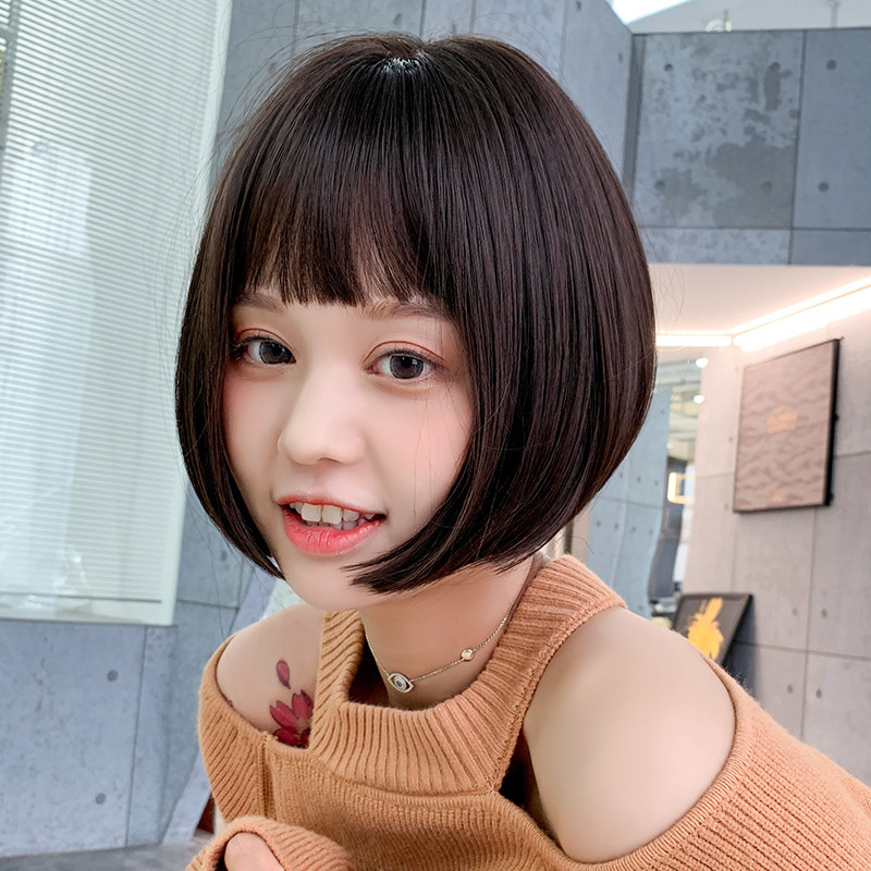 假发女短发bobo发型网红圆脸时尚波波头自然少女修脸蓬松全头套式