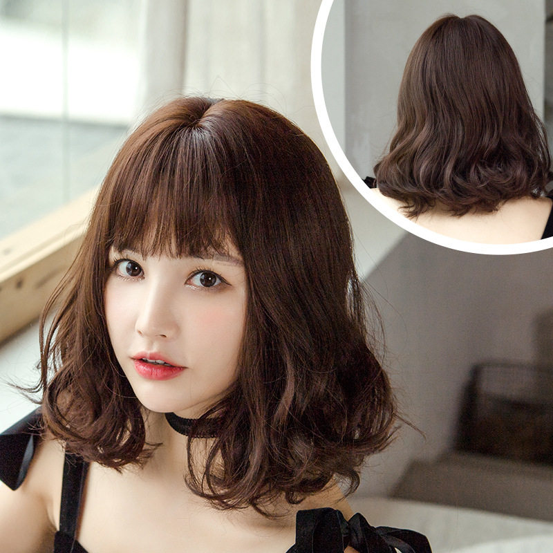 假发女长发齐肩中长梨花卷波浪卷短卷发自然全头套式发套现货