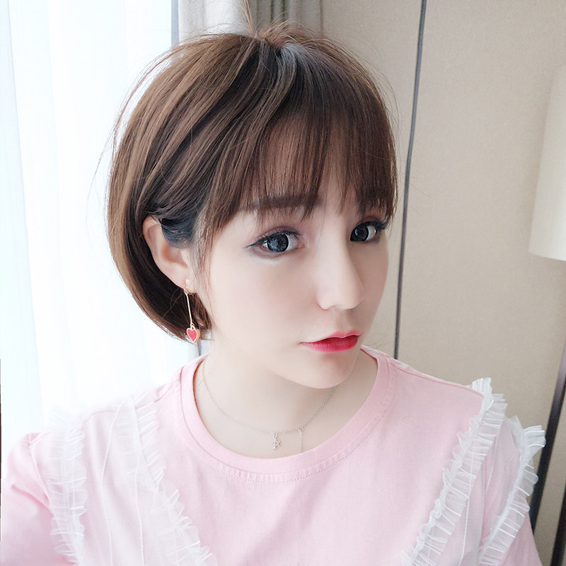 假发女短发气质修脸轻薄透气蓬松锁骨发网红bobo头圆脸短卷发套