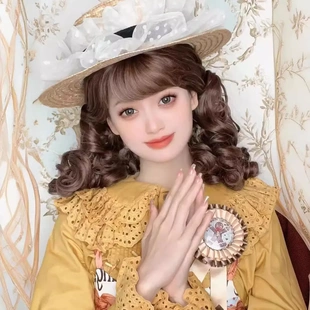 程铭假发假毛女短发Lolita洛丽塔复古doll感法式优雅棕色罗马卷