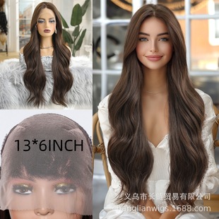 13*6INCH大面积日丝蕾丝假发女透气网帽全头式造型跨境日常棕lace