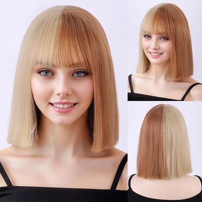 跨境热销欧美万圣节假发套cosplay亚麻橘假发Cruella短卷发