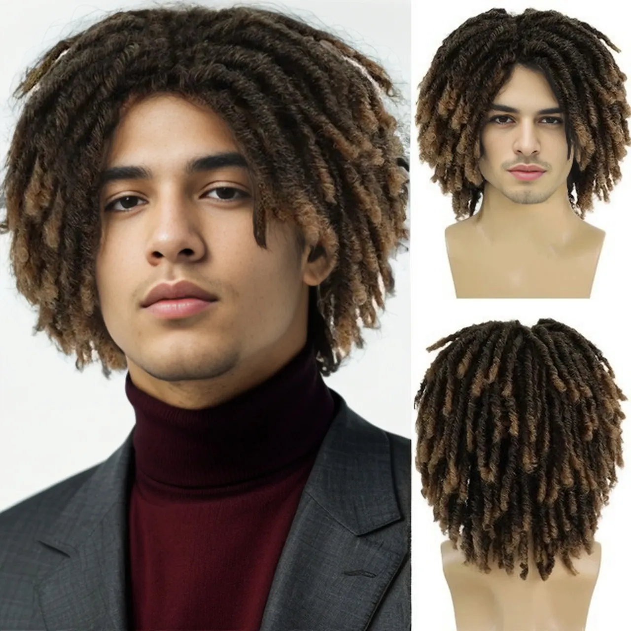 跨境许昌假发 欧美非洲脏辫化纤假发辫hair wigs男士假发全头套