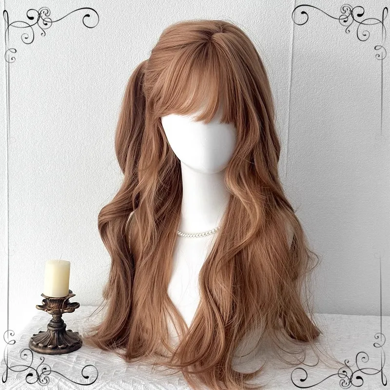 【橘喵】假发女夏天薄款仿真发韩系显白奶茶香槟空气长卷发全头套