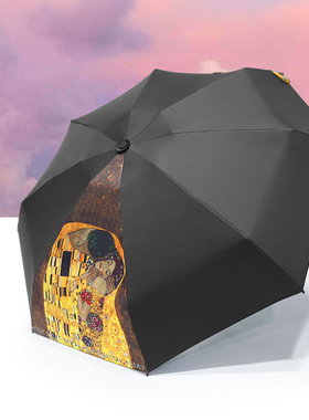 艺猫梵高印象派文艺太阳伞雨伞女晴雨两用折叠防晒防紫外线五折伞