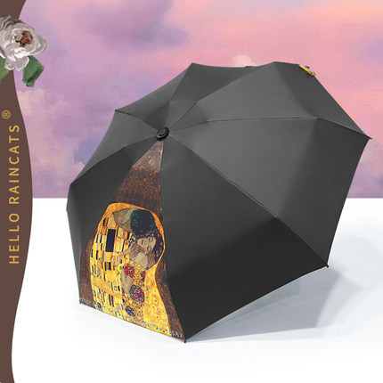 艺猫梵高印象派文艺太阳伞雨伞女晴雨两用折叠防晒防紫外线五折伞