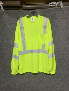 出口欧洲荧光绿速干长袖反光T恤夜间作业建筑工作服夏季薄款透气