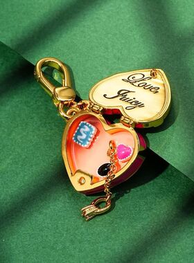 新款珐琅彩釉镶钻粉色爱心盒吊坠项链精致潮可打开糖果戒指链条链