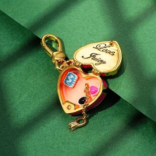 新款珐琅彩釉镶钻粉色爱心盒吊坠项链精致潮可打开糖果戒指链条链