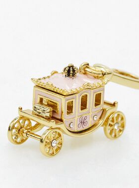 新款可活动粉色南瓜车项链吊坠公主风珐琅马车钥匙扣包挂女配饰潮