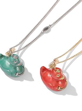 新款童趣可爱珐琅彩釉卡通小鸭子吊坠设计立体动物挂件钥匙扣项链