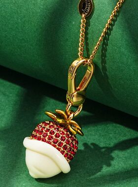 新款立体甜美镶钻巧克力奶油草莓吊坠钥匙扣清新水果系精致百搭链