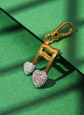 新款潮流感镶钻爱心字母金色八分音符吊坠精致时尚简约男女同款链