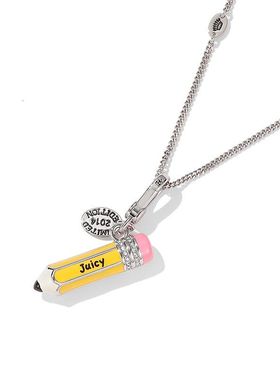 立体精致男女配饰镶钻珐琅彩釉黄色铅笔吊坠设计感包挂钥匙扣项链