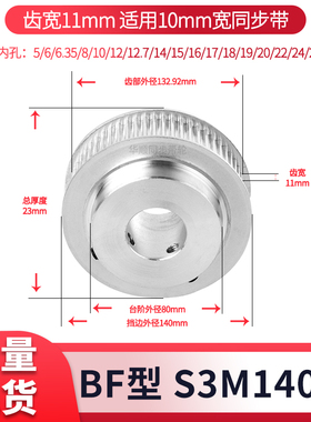 同步轮S3M140齿宽11凸台内孔10 12 14 15HTPAS3M现货套装同步带轮
