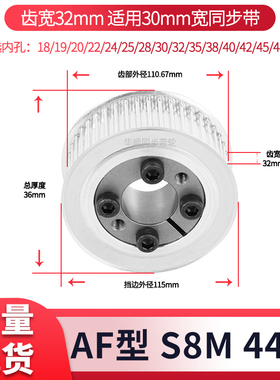 免键同步轮S8M44齿宽32内孔8 10 12141516胀紧套现货套装同步带轮