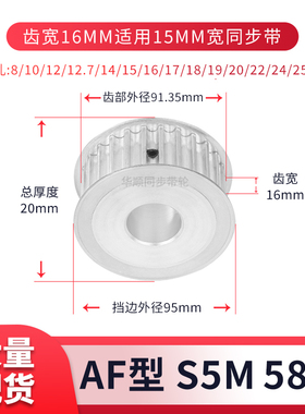 同步轮S5M58齿宽16内孔5 6 8 10 12.7 14 151617现货套装同步带轮