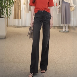 哥家专柜同款2025夏新百搭高腰抓纹薄款直筒冰丝牛仔裤女1100270