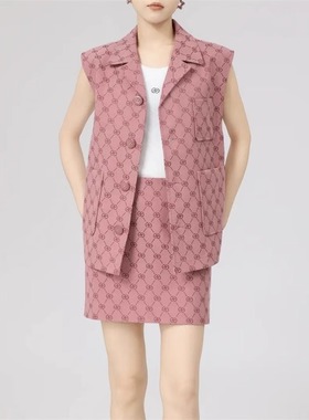 商场同款2025年春经典百搭同心协力双G提花经典无袖马甲女140021