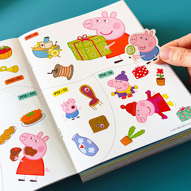 小猪佩奇贴纸书0到3-6岁幼儿童益智贴贴画2宝宝1粘贴纸男女孩玩具