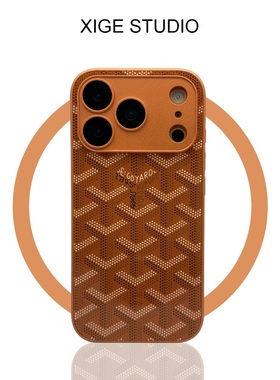 全包自带镜头膜玻璃壳适用苹果17promax手机壳17pro新款iPhone16promax/15promax/14promax潮牌戈雅狗牙橙色