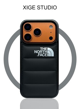 潮牌充棉羽绒服黑色适用苹果17promax手机壳新款iPhone16promax/15promax/14promax/13promax硅胶防摔保护套