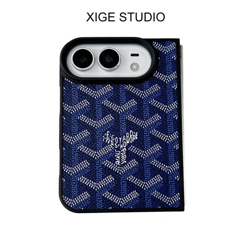 高级感狗牙皮质纹深蓝适用于苹果折叠屏手机壳新款iPhone18Duo防摔iPhoneDuo保护套情侣男女款