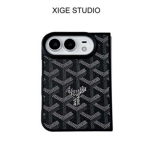 高级感狗牙皮质纹黑色适用于苹果折叠屏手机壳新款iPhone18Duo防摔iPhoneDuo保护套情侣男女款