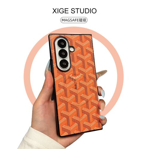 Magsafe磁吸狗牙皮质纹橙色适用三星ZFold8Ultra手机壳高级感ZFold8韩国ZFold7折叠屏ZFold6防摔ZFold5保护套