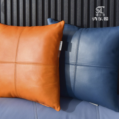 诗乐图真皮抱枕头层牛皮假一罚十