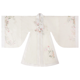 汉服出租 钟灵记行香子氅衣竖领大襟衫仿苏绣马面明制优雅粉色