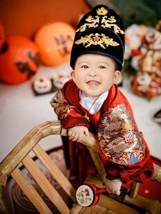 出租 周岁礼服男宝冬季中式宝宝抓周唐装拜年服龙年明制汉服龙袍