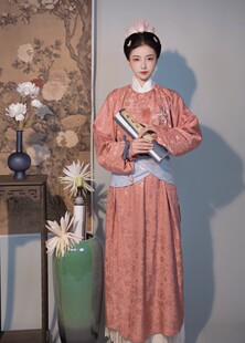 钟灵记嘉福圆领袍抱腰绣花腰带宋珍珠窄袖女齐腰裙舞蹈服