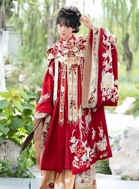 出租 桃花序【比翼双飞】明制立领长衫云肩马面裙婚服汉服女