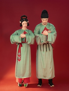 汉服出租裳宫语阿塔唐制圆领袍中国风刺绣春秋冬男女款情侣cp汉服