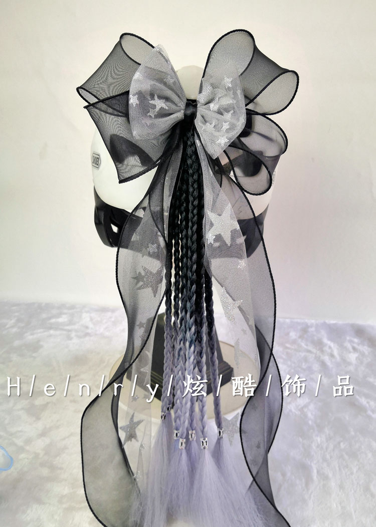 头盔装饰品飘带脏辫子大蝴蝶结