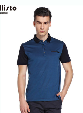callisto卡利斯特夏季男款撞色polo领休闲短袖T恤上衣SKTSS021BL