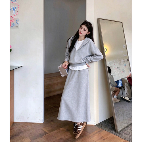 官图 慵懒风休闲运动卫衣套装女秋季韩系减龄外套半身裙两件套