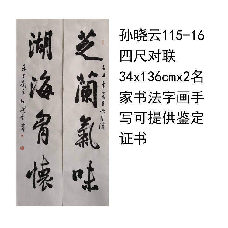 高精1:1临摹手写孙晓云书法四尺对联34x136cm领导书法题字
