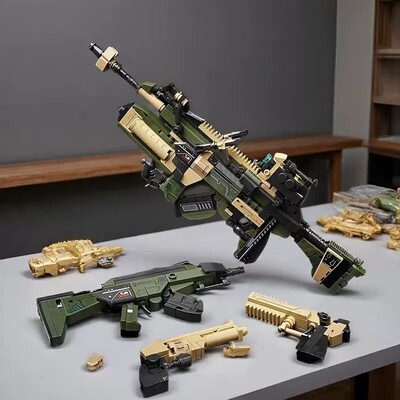 启蒙奇妙积木42213军事武器HK-416自动步枪模型男孩拼装玩具礼物