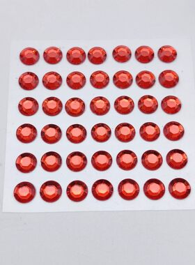 8mm红色圆形钻石贴纸立体眼妆钻