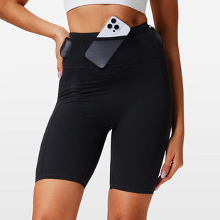 夏季运动压缩裤男女款腰围口袋户外骑行五分裤专业马拉松跑步短裤