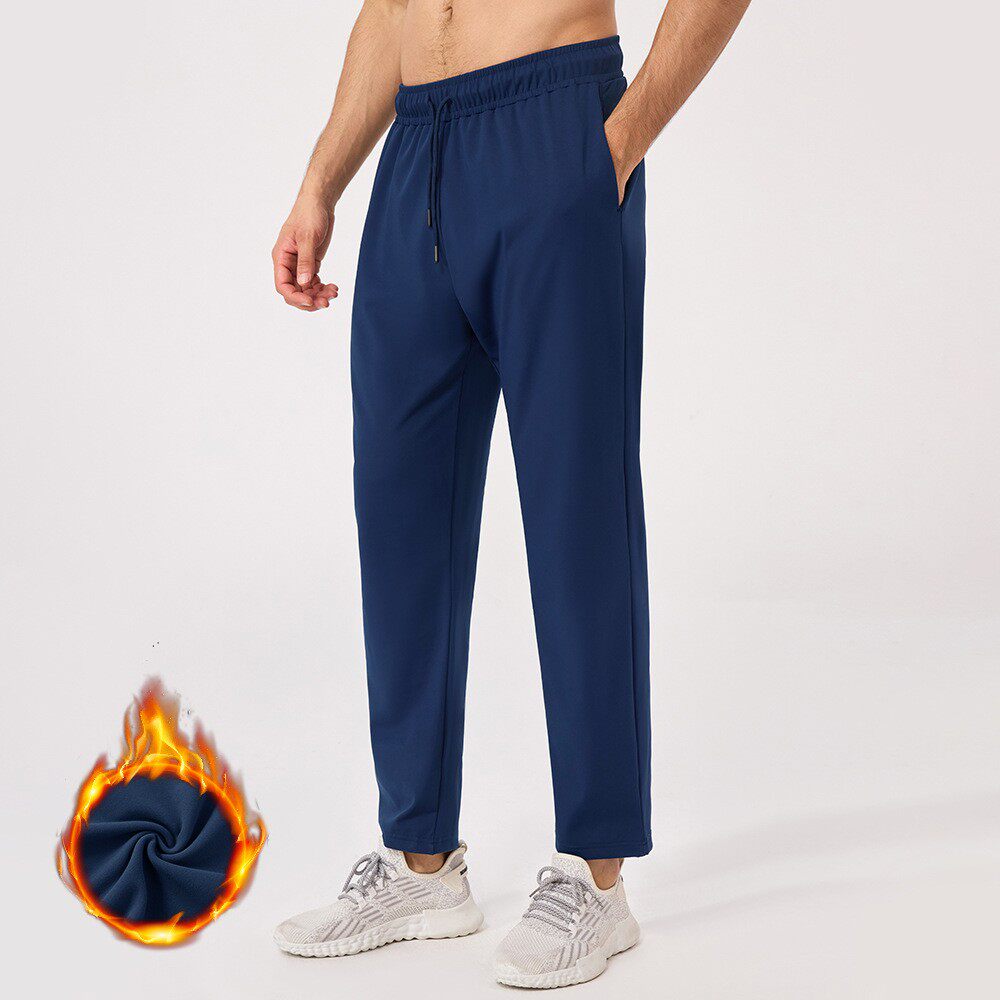 运动裤男士加绒宽松直筒弹力小脚跑步健身裤保暖户外休闲裤男长裤