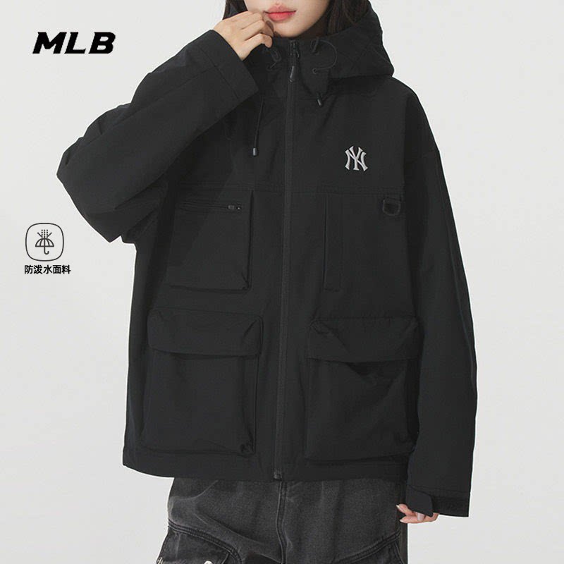MLB官方 正品外套男装女装2026秋季新款NY防泼水连帽上衣梭织夹克